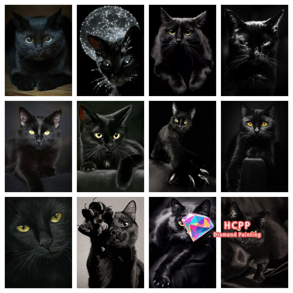 Art Craft Cat - Kit Lukisan Berlian Hewan Kucing Hitam