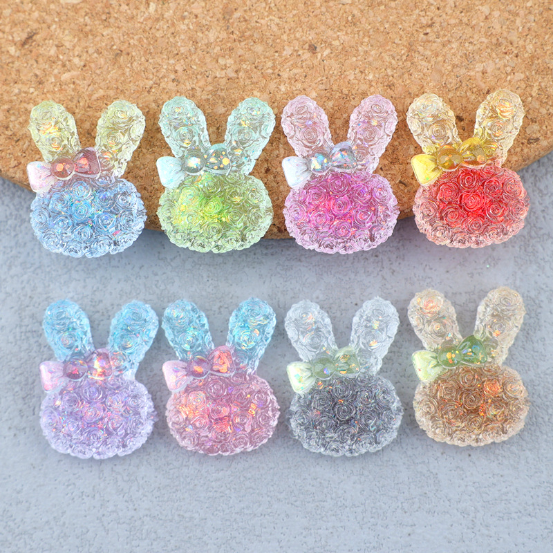 Art Craft Activity - 5PCS 18*25mm Cabochon Resin Kelinci Bercahaya