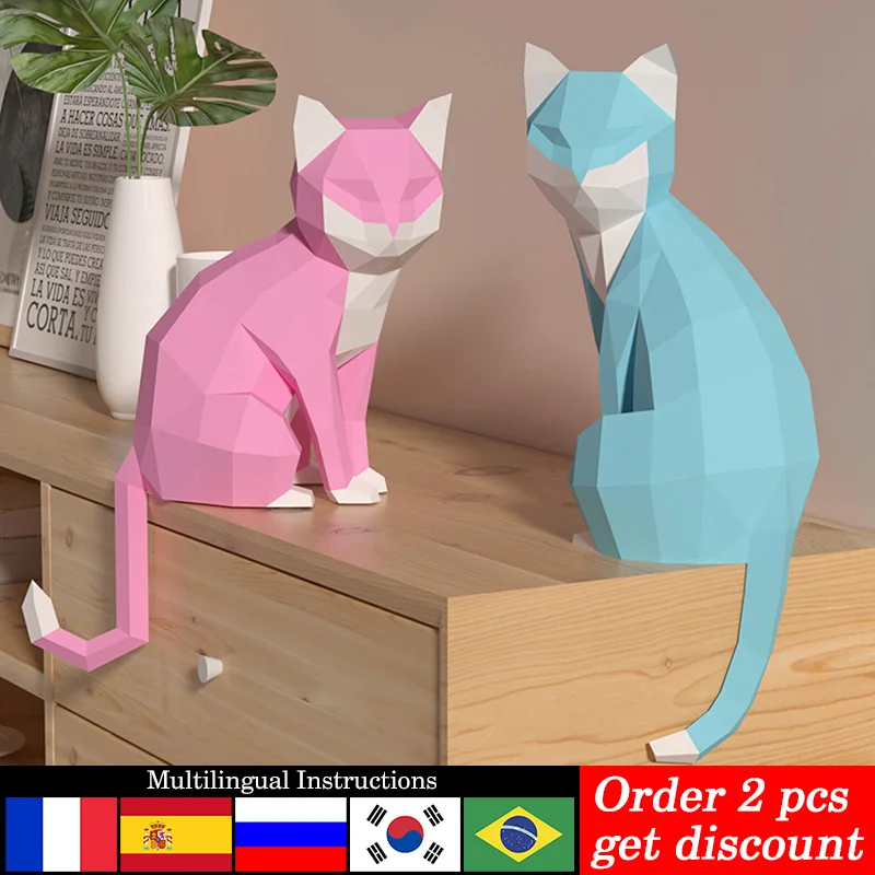 Art Craft Cat - 1 Pasang Model Kertas Poli Rendah