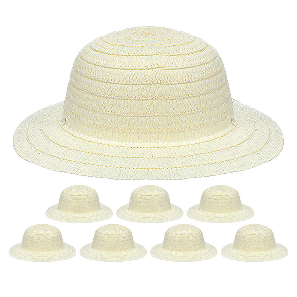 8Pcs Topi Jerami Anak DIY Puti - Art Craft Activity ulasan dan harga