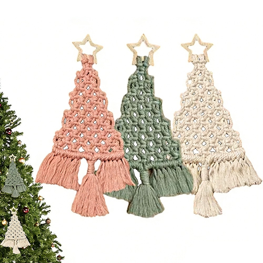 3Pcs Kit Makrame Pohon Natal D - Macrame Cord Cotton ulasan dan harga