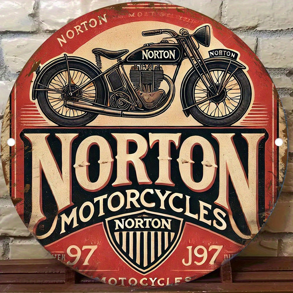 Logo kayu bundar retro NORTON  - Art Craft Movement ulasan dan harga
