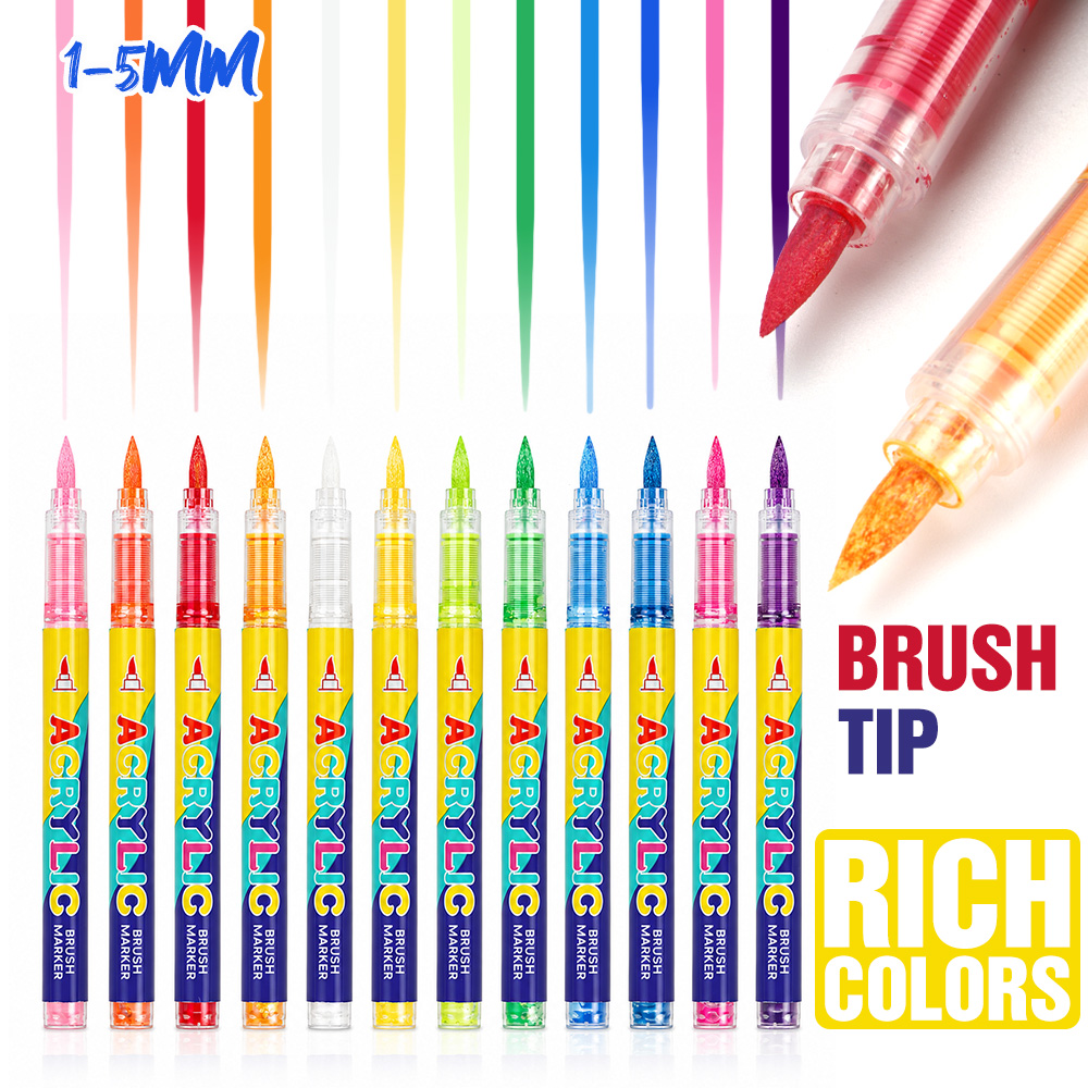Set Spidol Kuas Akrilik 12 War - Art Craft Stationery ulasan dan harga