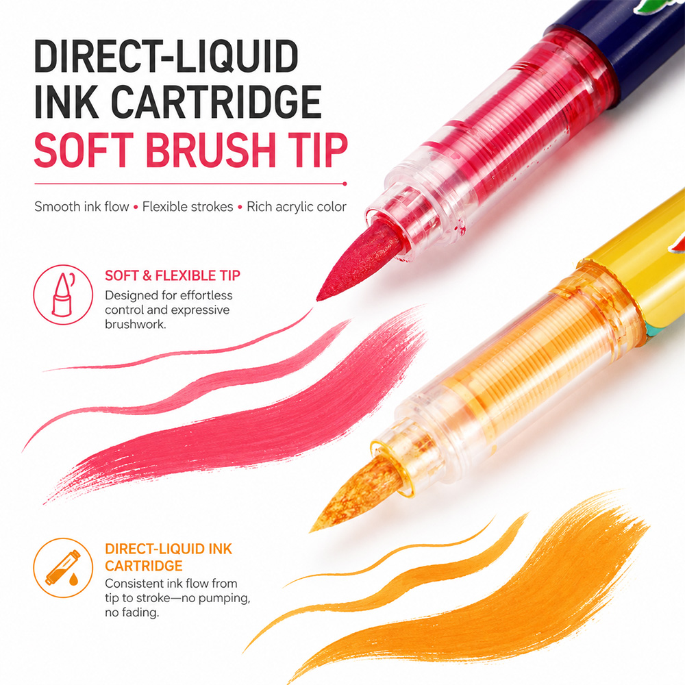 Set Spidol Kuas Akrilik 12 War - Art Craft Stationery ulasan dan harga