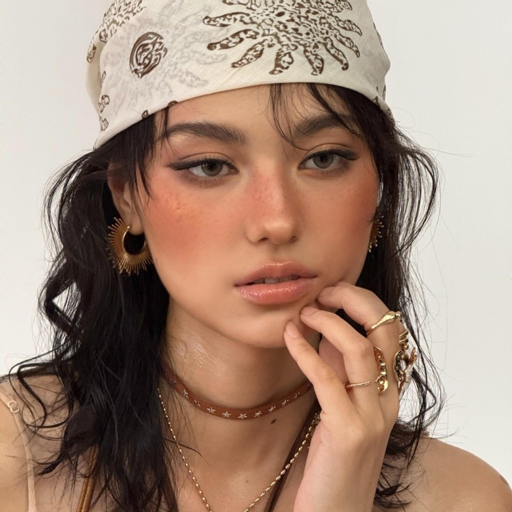 Syal Kepala Persegi Motif Bung - Art And Craft Hair ulasan dan harga