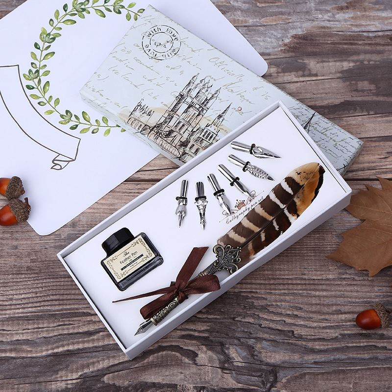 Set Tinta Pena Celup Bulu Retr - Art Craft Stationery ulasan dan harga