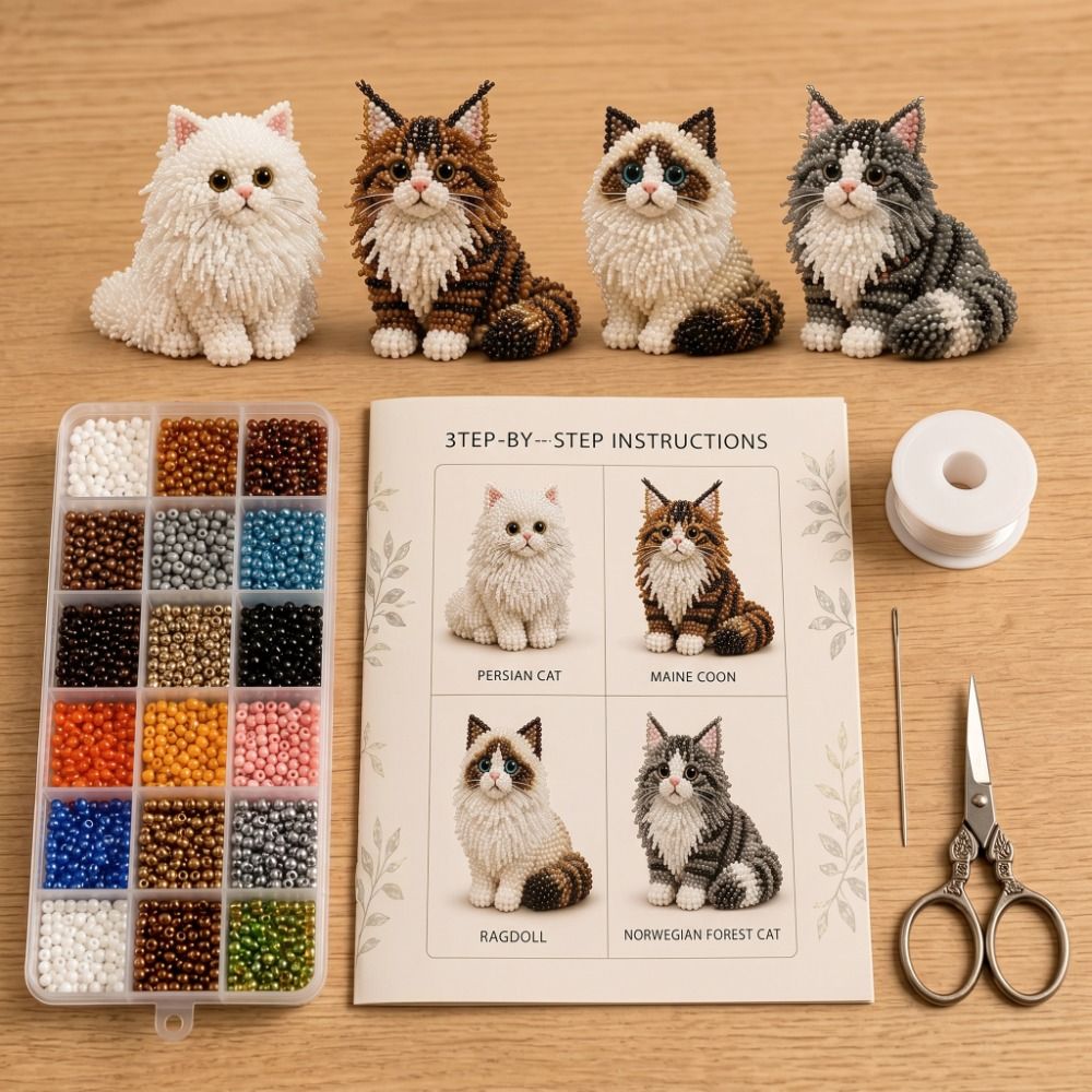Kit Sulaman Manik-Manik Hewan  - Art Craft Cat ulasan dan harga